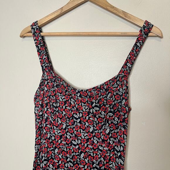 Zara Midi Floral Printed Dress Side Slit - Picture 4 of 8